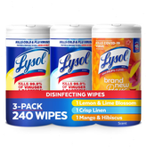 Lysol Disinfecting Wipes - Lemon/Crisp Linen/Mango and Hibiscus - 240ct/3pk