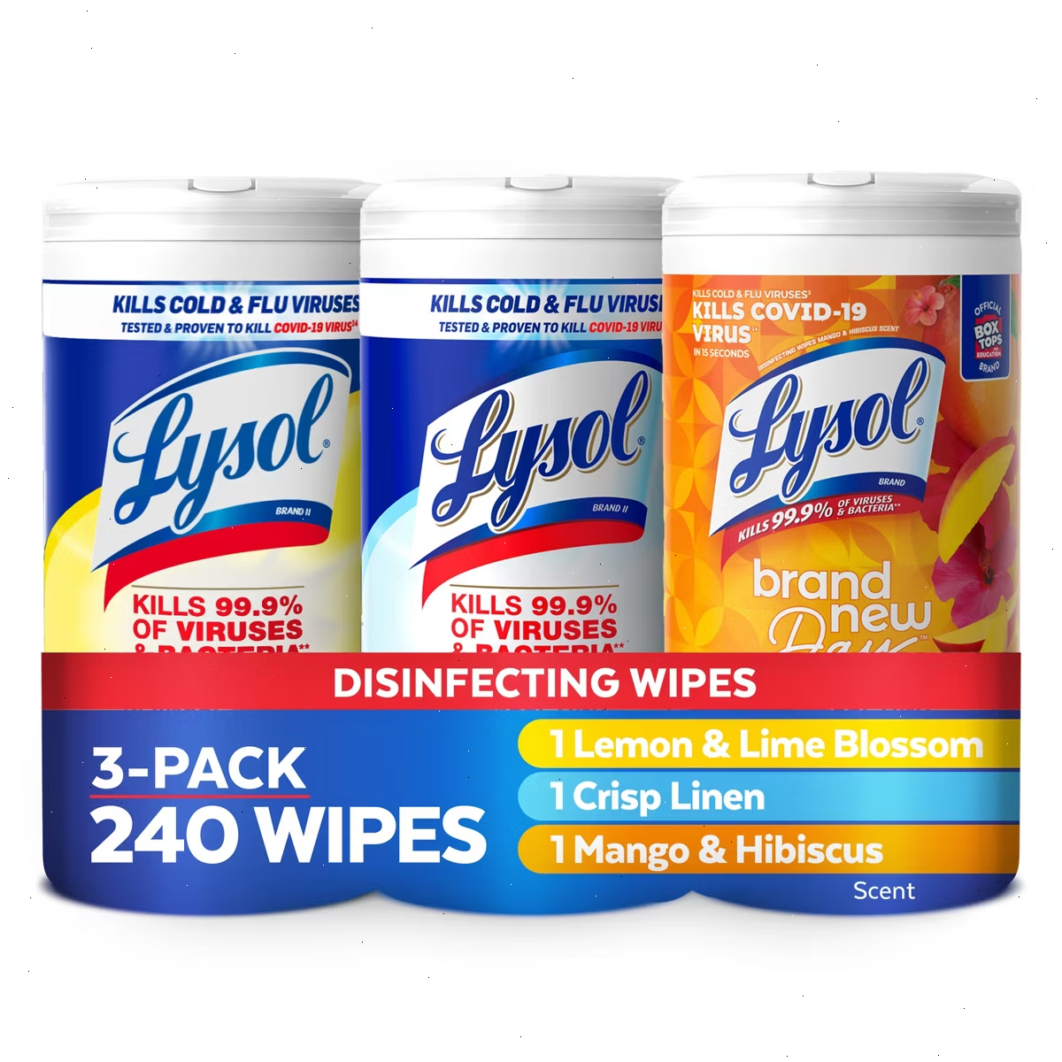 Lysol Disinfecting Wipes - Lemon/Crisp Linen/Mango and Hibiscus - 240ct/3pk