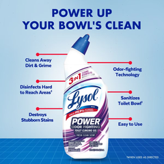 Lysol Clean Scent Power Plus Odor Fighting Liquid Toilet Bowl Cleaner - 48 fl oz: Aluminum-Free, Plastic Bottle